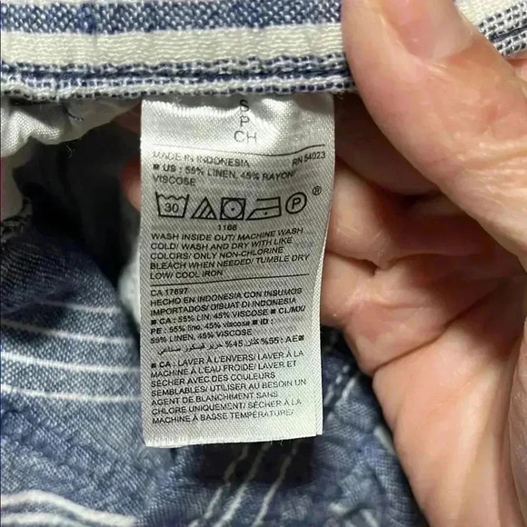 Striped Blue Linen Pants - Picture 4 of 4